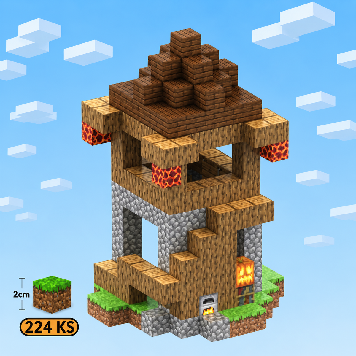 Minecraft magnetická stavebnice - 224 kusů + 7 figurky