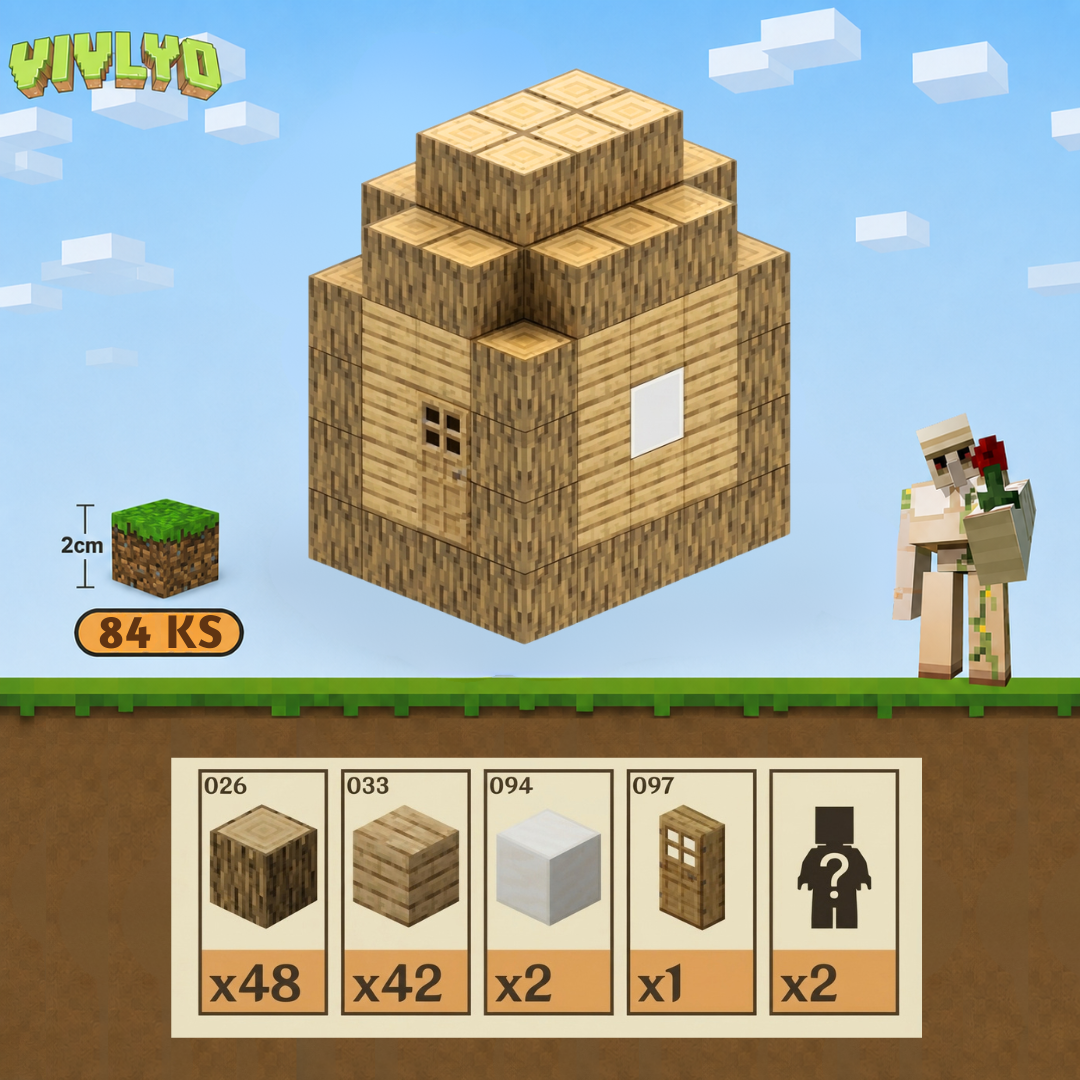 Minecraft magnetická stavebnice - 84 kusů + 2 figurky