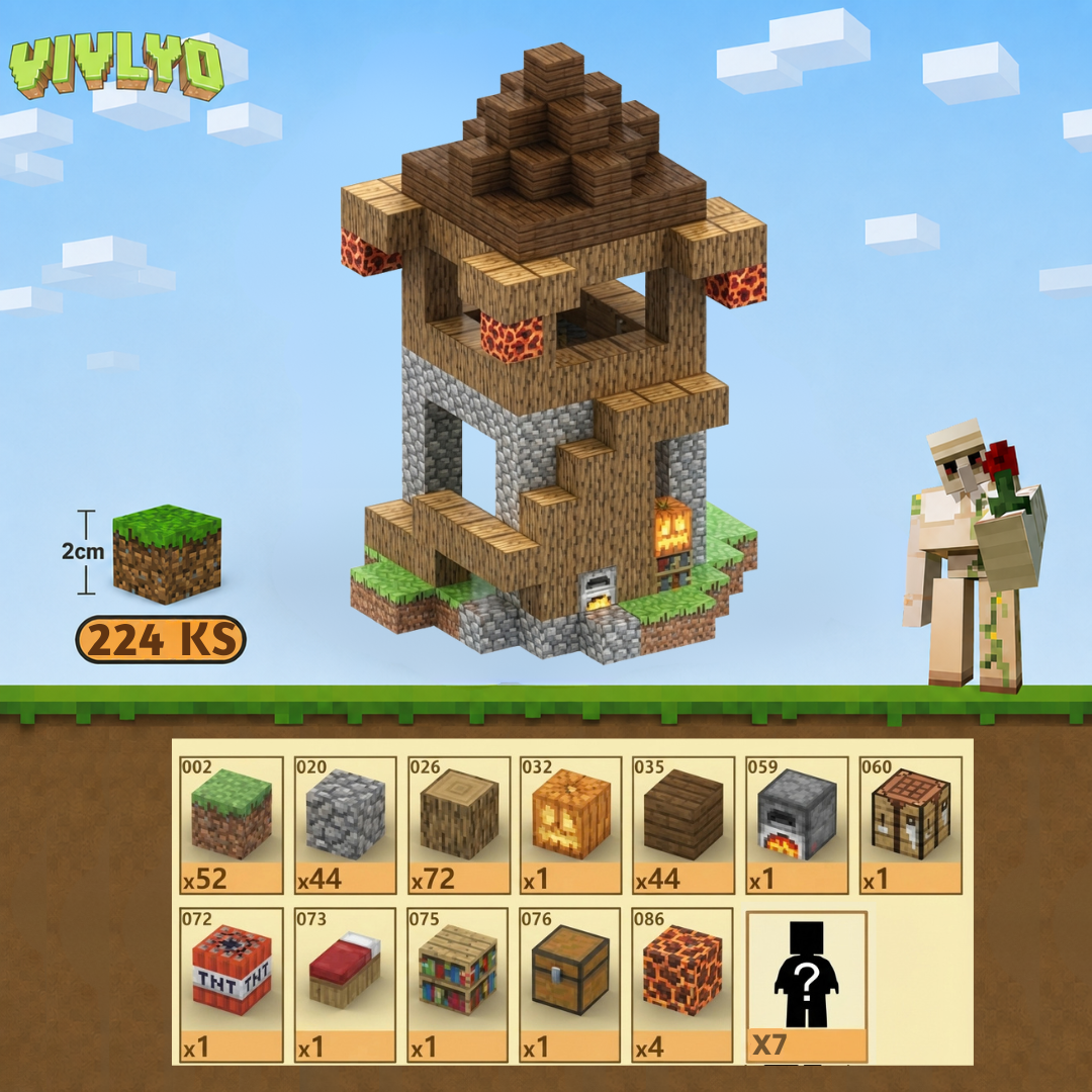 Minecraft magnetická stavebnice - 224 kusů + 7 figurky